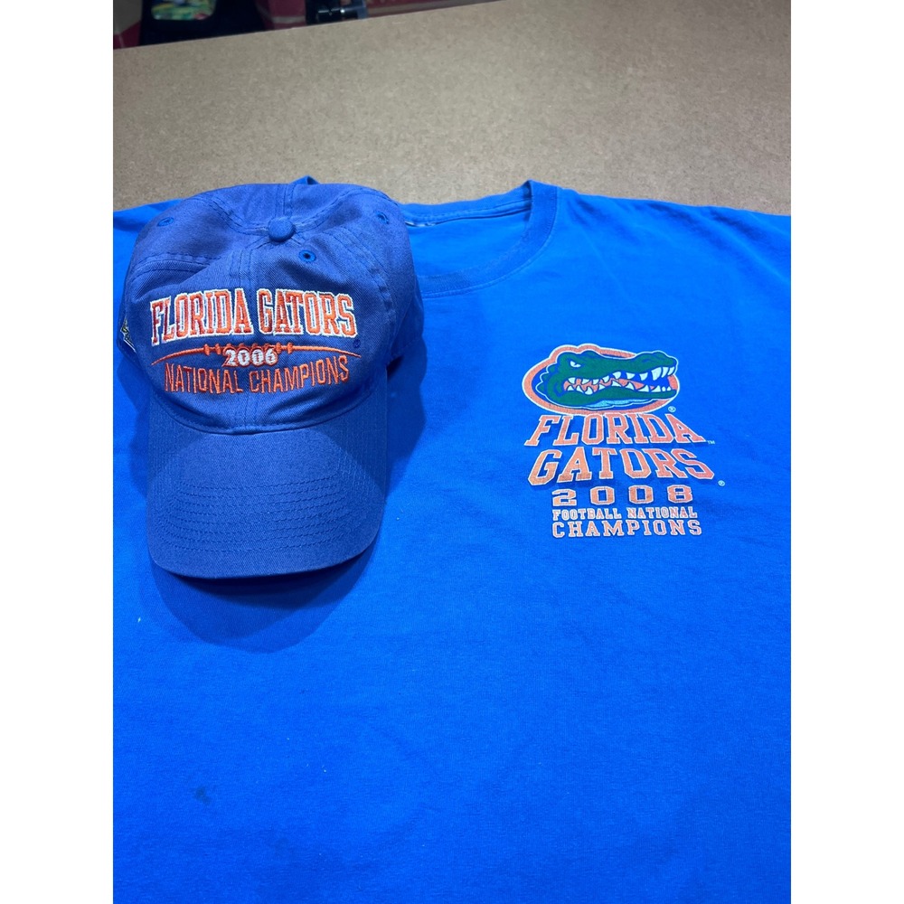 Nike Florida Gators 2006 2008 National Champions Hat and T-Shirt Bundle Blue